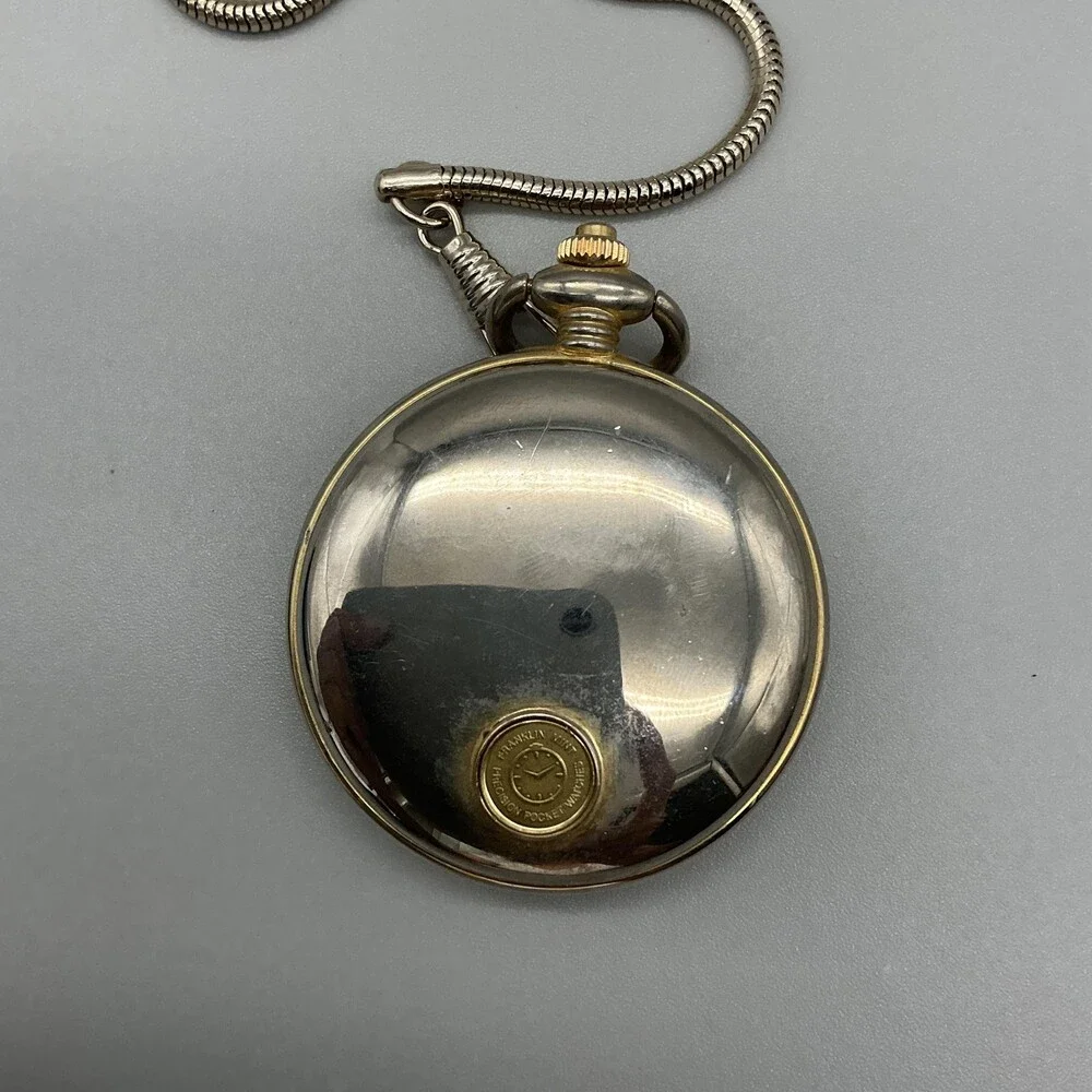 Franklin Mint American Wildlife Mens Pocket Watch 51mm Deer Chain New Battery